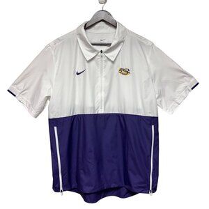 Nike LSU Louisiana State Tiger Purple White Short Sleeve Coach Shirt Size Large